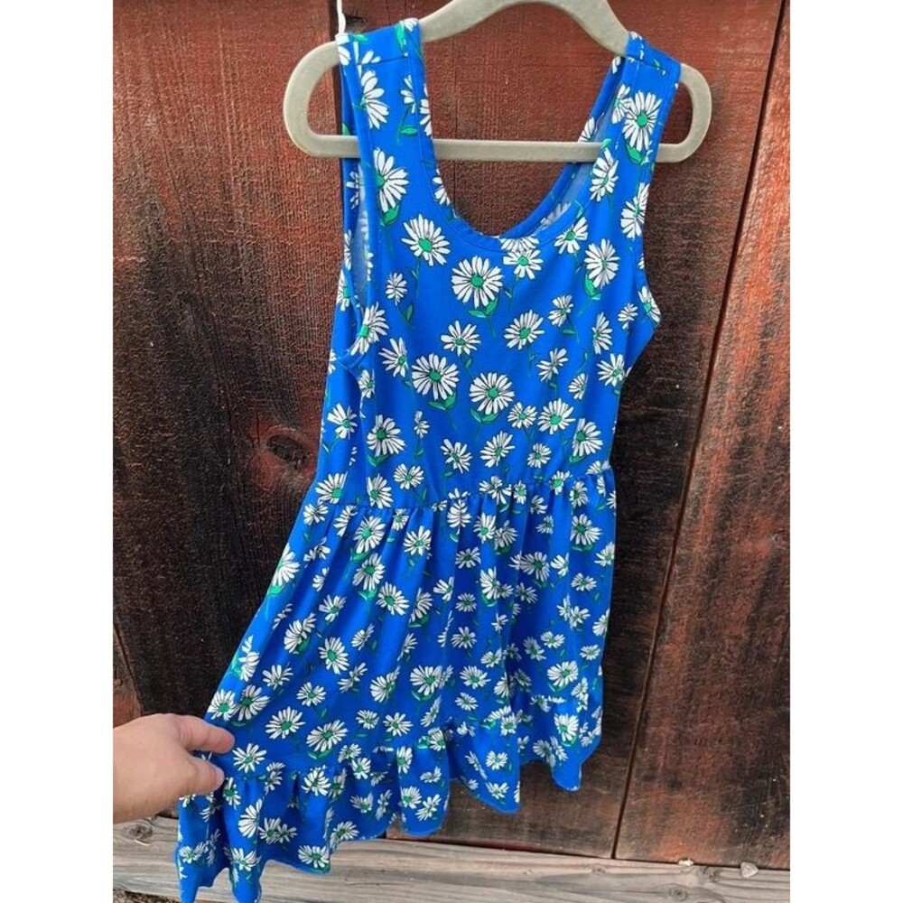 Zunie Girl Blue Daisy Dress Size 6 | Sleeveless Floral Ruffle Summer Sundress